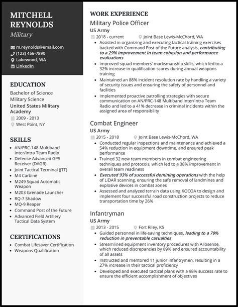 5 Military Resume Examples And Templates