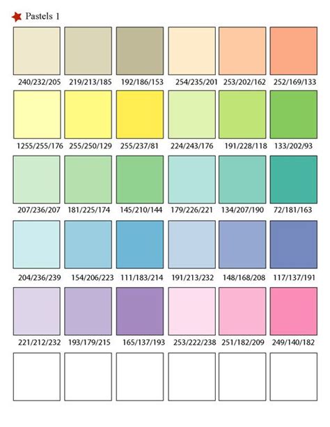 Printable Rgb Color Palette Swatches Color Matching System For