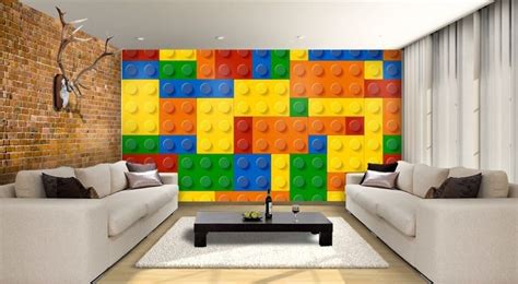 Custom Designed Wallpaper Prints Chambre Lego Déco Maison Lit Lego