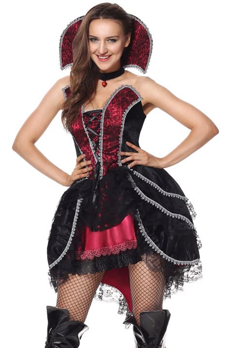 Halloween Noble Queen Vampire Costume Sexy Gothic Halloween Carnival Party Fancy Dress Female