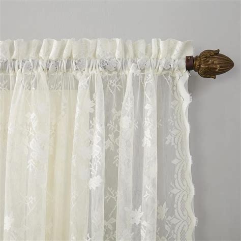 No 918 72 In Ivory Lace Sheer Rod Pocket Single Curtain Panel In The