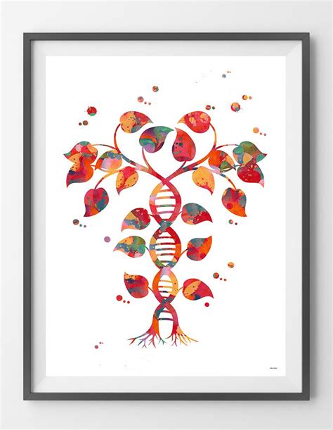 Dna Tree Of Life Watercolor Print Dna Double Helix Abstract Genetic