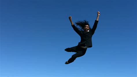 Woman Jumping With Excitement Slow Motion Stock Footage Video 4656986