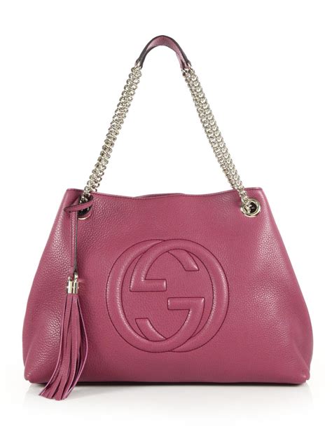 gucci soho leather shoulder bag in pink lyst