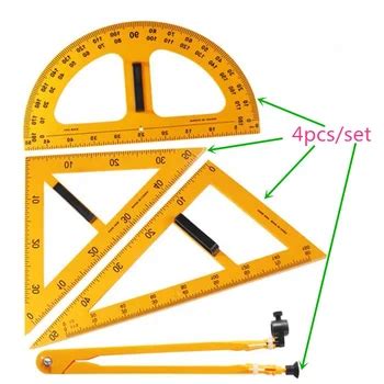 Math Measurement Big Compasses Protractor Triangle Ruler Plastic
