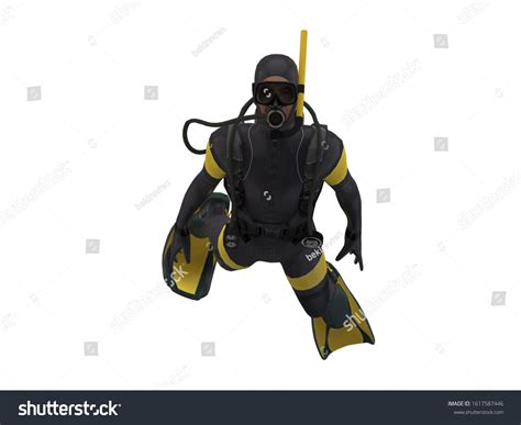 Front Side View Isolated Scuba Diver 스톡 일러스트 1617587446 Shutterstock