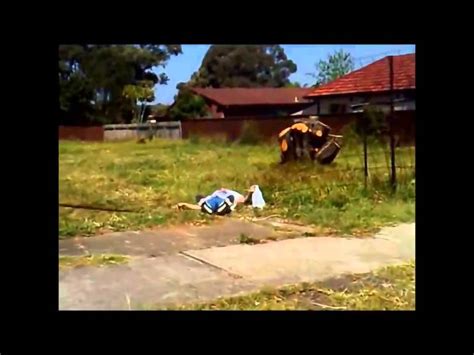 Drunk Aussie Guy Falls Through Fence Youtube
