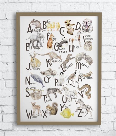 Abc Animal Alphabet Posters 18 X 24 Choose From Six Etsy