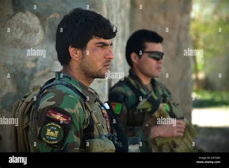 An Afghan National Army Special Forces Commandos Maintains Security