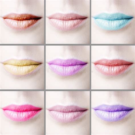 Female Lips With Colorful Lipstick Collage Stock Image Image Of Lady Diversity 45466791