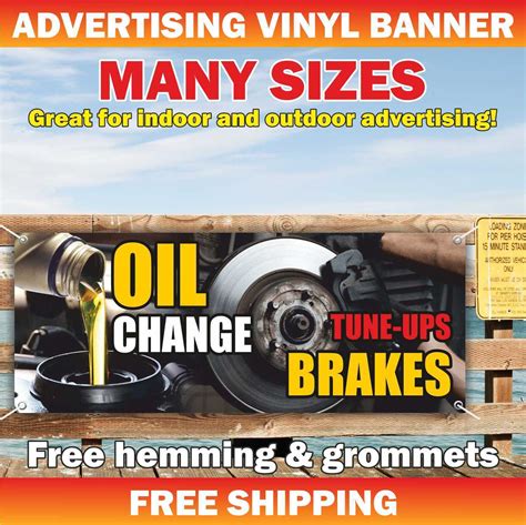 OIL CHANGE Advertising Banner Vinyl Mesh Sign Tune Up Brakes auto