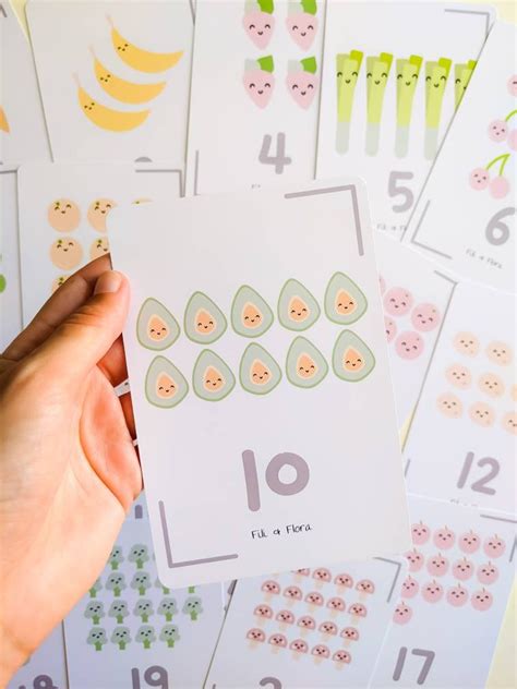 Counting Flashcards Numbers 1 20 Flash Cards One To Twenty Etsy