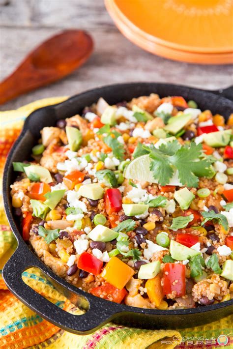Mexican Quinoa Skillet Dinner Cooking On The Front Burner