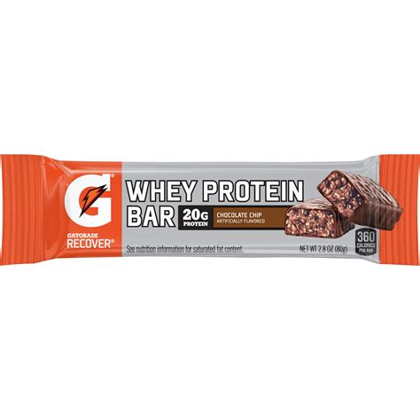 Gatorade Recover Whey Protein Bar Chocolate Chip 20g Protein 1 Count