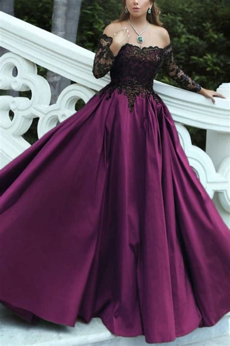 Purple Ball Gown With Lace Off The Shoulder Ball Gowns Gowns Off
