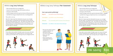 Athletics Long Jump Techniques Card