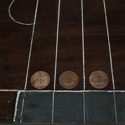 Antique Shove Hapenny Board English Mahogany Travel Gaming Coins