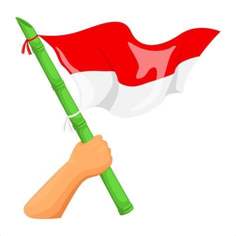 Ilustración De Una Mano Sosteniendo La Bandera Indonesia Con El Tema