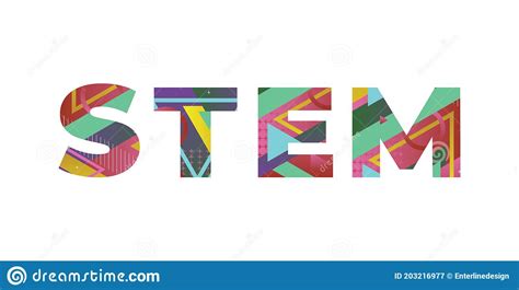 Stem Concept Retro Colorful Word Art Illustration Stock Vector