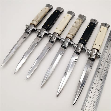 Italian 11 Mafia Tactical Folding Knife 440c Blade Acrylic Handle