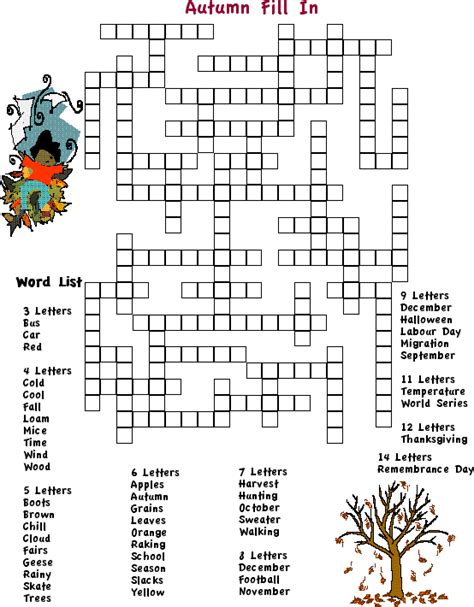 Adult Word Searches Fall Fill In Crossword Puzzle Print Outs Free