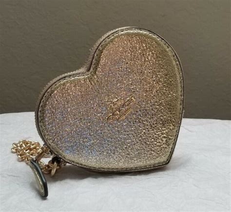 Coach Heart Zip Around Coin Purse Gold F39068 Nwt 125 For Sale Online