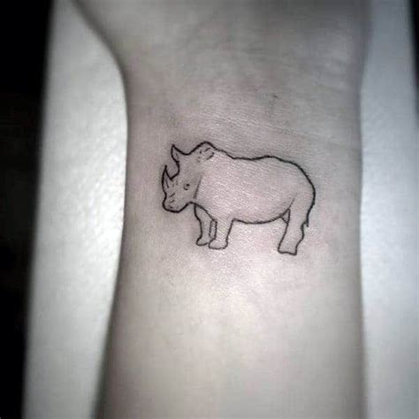 A Small Rhino Tattoo On The Wrist
