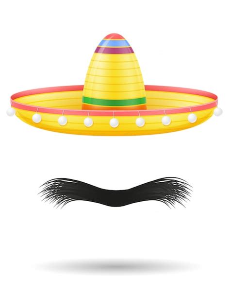 Sombrero nacional mexicano tocado y bigote vector ilustración Vector