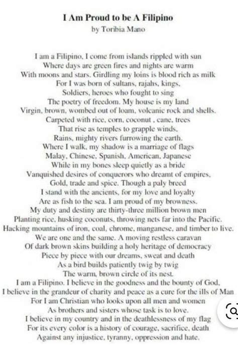 I Am Proud To Be A Filipino Poemenglish Brainlyph