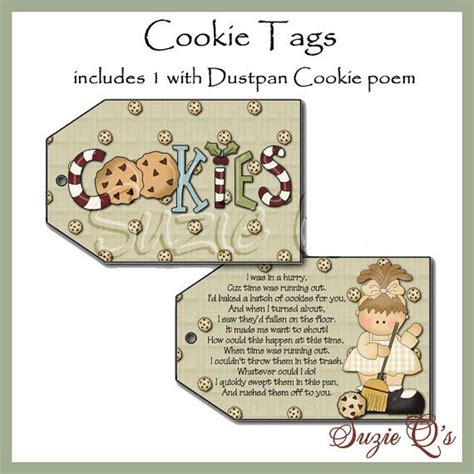 Cookie Tags Includes 1 With Poem For Giving Dustpan Cookies Cu
