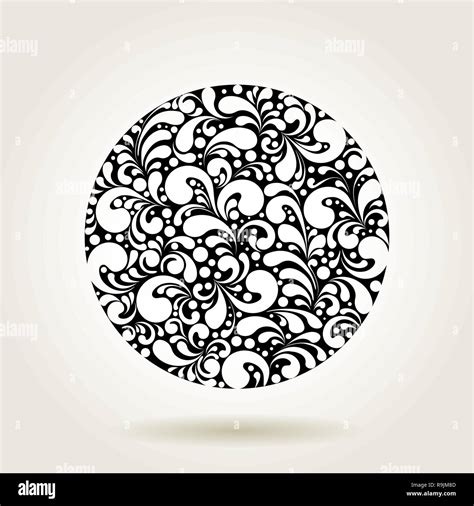 Circle Silhouette Decoration Made Of Swirls Shapes Vector Illustration