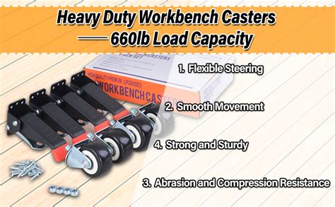 Spacekeeper Workbench Casters Kit 660 Lbs 4 Heavy Duty Retractable