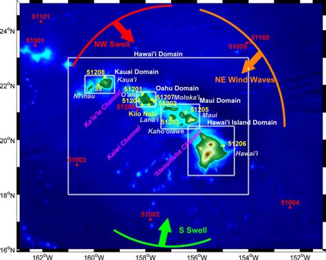 Illustration Of Hawaii Wave Climate Location Map For Buoys And