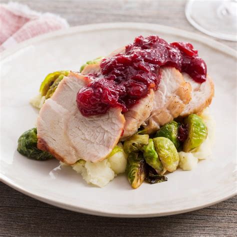 Recipe Roast Turkey And Cranberry Sauce With Brussels Sprouts And Mashed