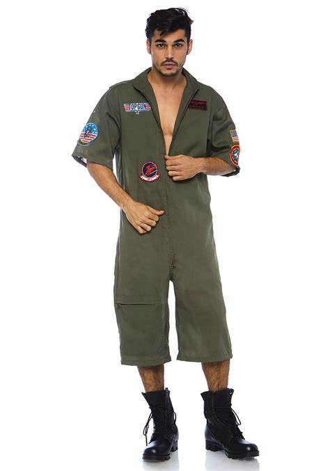 Mens Top Gun Flight Suit Costume Romper