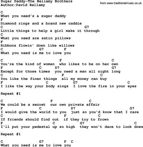 Country Musicsugar Daddy The Bellamy Brothers Lyrics And Chords