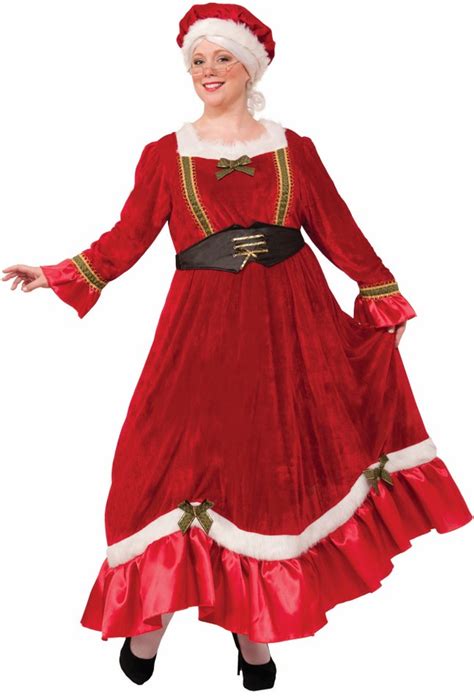 Plus Size Womens Red Velvet Classic Mrs Claus Costume Candy Apple