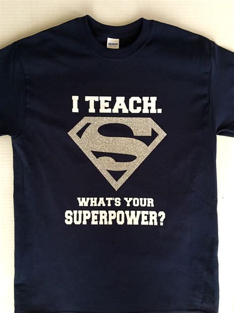 Superman I Teach Superpower Shirt Teacherteaching Silver Glitter S