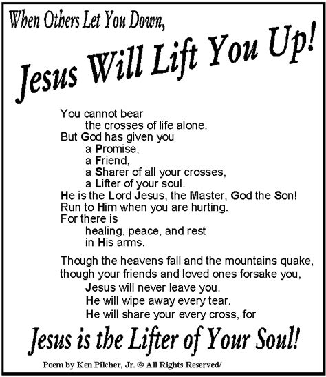 Poem About Jesus Will Lift You Up Whenever You Are Feeling Down And