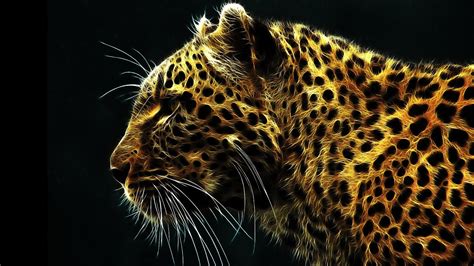 Digital Art Render Wildlife Big Cats Whiskers Leopard Jaguar