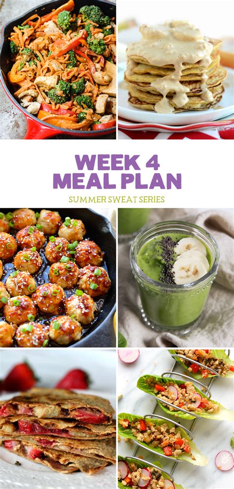 2016 Summer Sweat Series Meal Plan Week 4 Meal Planning Meals