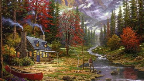 Cottage In The Forest Painting The Image Kid Has It