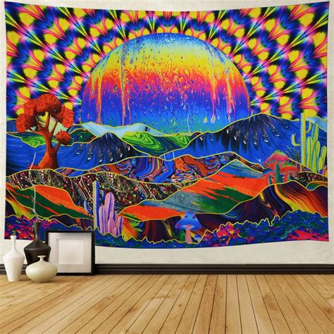 Trippy Tapestry Planet And Mountains Wall Tapestry