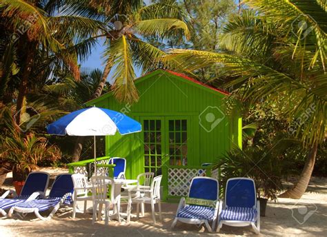 Green Beach Hut On A Caribbean Island Beach Hut Green Beach