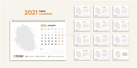 Desk Calendar 2021 Template Calendar 2021 Stock Vector Illustration