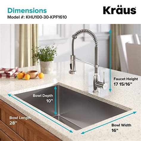Find a kitchen sink that's deep enough to hold your dishes, but so beautiful you won't want to let them pile up. Kraus KHU100-28 Kitchen Sink, 28 Inch, Stainless Steel ...