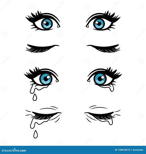 Olhos Da Fêmea Dos Desenhos Animados Ilustração Do Vetor Ilustração