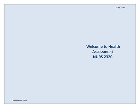 Session 1 Notes Welcome To Health Assessment Nurs 2320 Nurs 2320