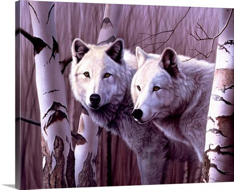 Great Big Canvas A Pair Of White Wolves Canvas Wall Art Walmart