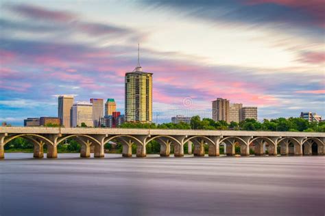 Tulsa Oklahoma Usa Downtown Skyline On The Arkansas River At Dusk